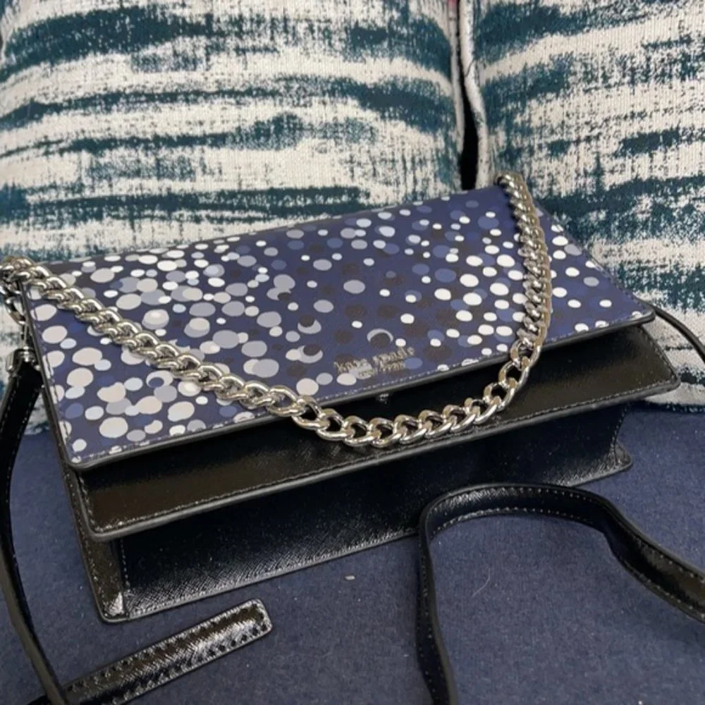Kate Spade Cameron Convertible Crossbody Black with Multi-Colored Dots